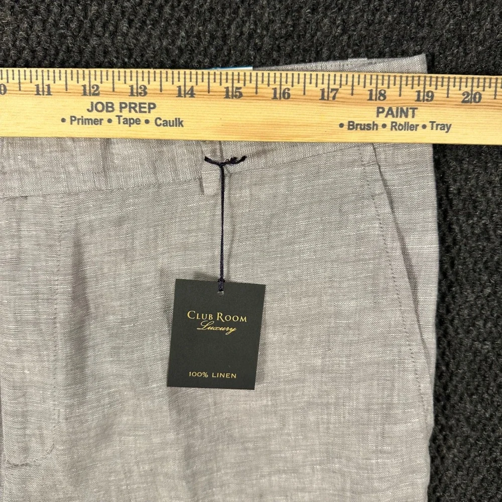 Club Room Luxury Linen Pants NWT Men 36x32 Light Grey Flat Front Resort Vacation
